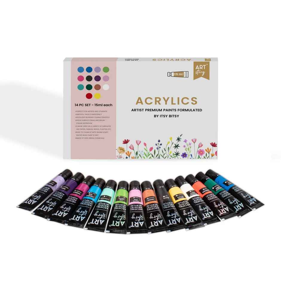 Itsy Bitsy Artists Acrylic Colour Set 14 Colors x 15 ml Each