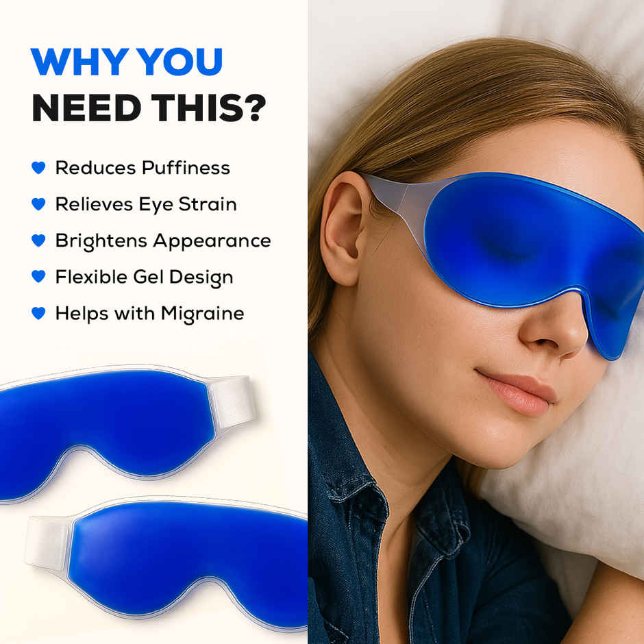Gleva Cooling Eye Gel Mask for Dark Circles | Pain Relief | Redness | Eye Patches For Women & Men
