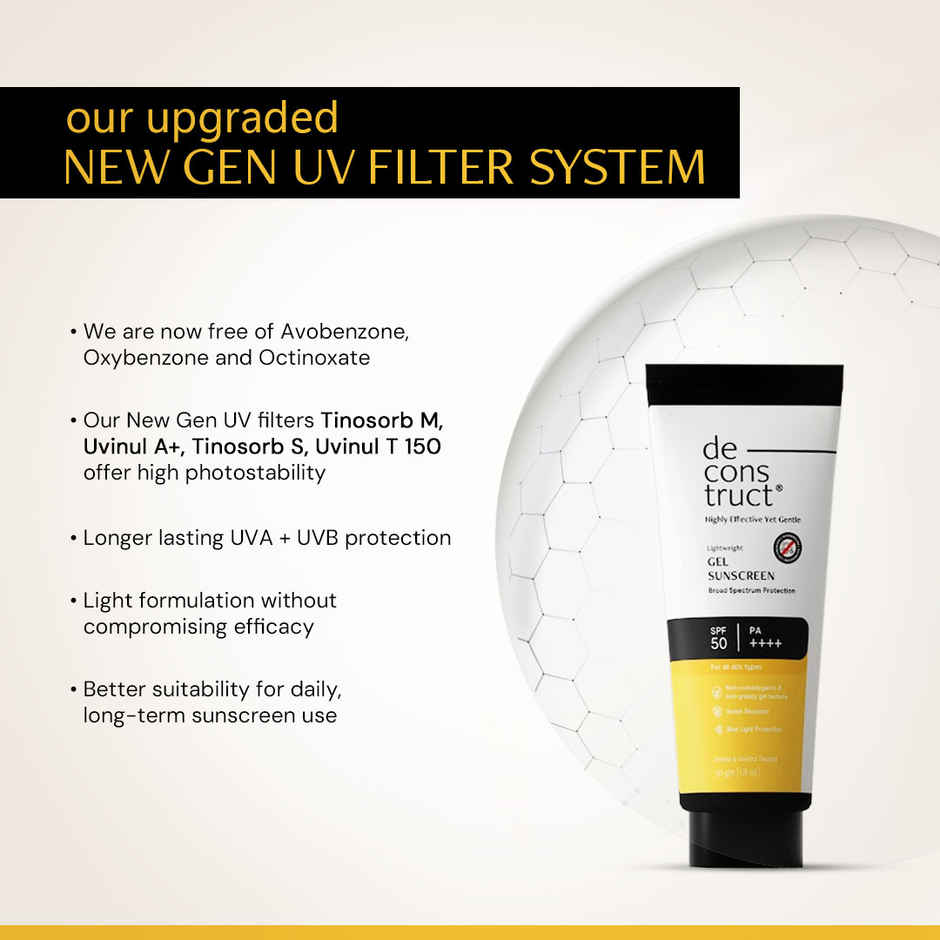 Deconstruct Gel Sunscreen SPF 50 PA ++++ | In-Vivo Tested | Lightweight