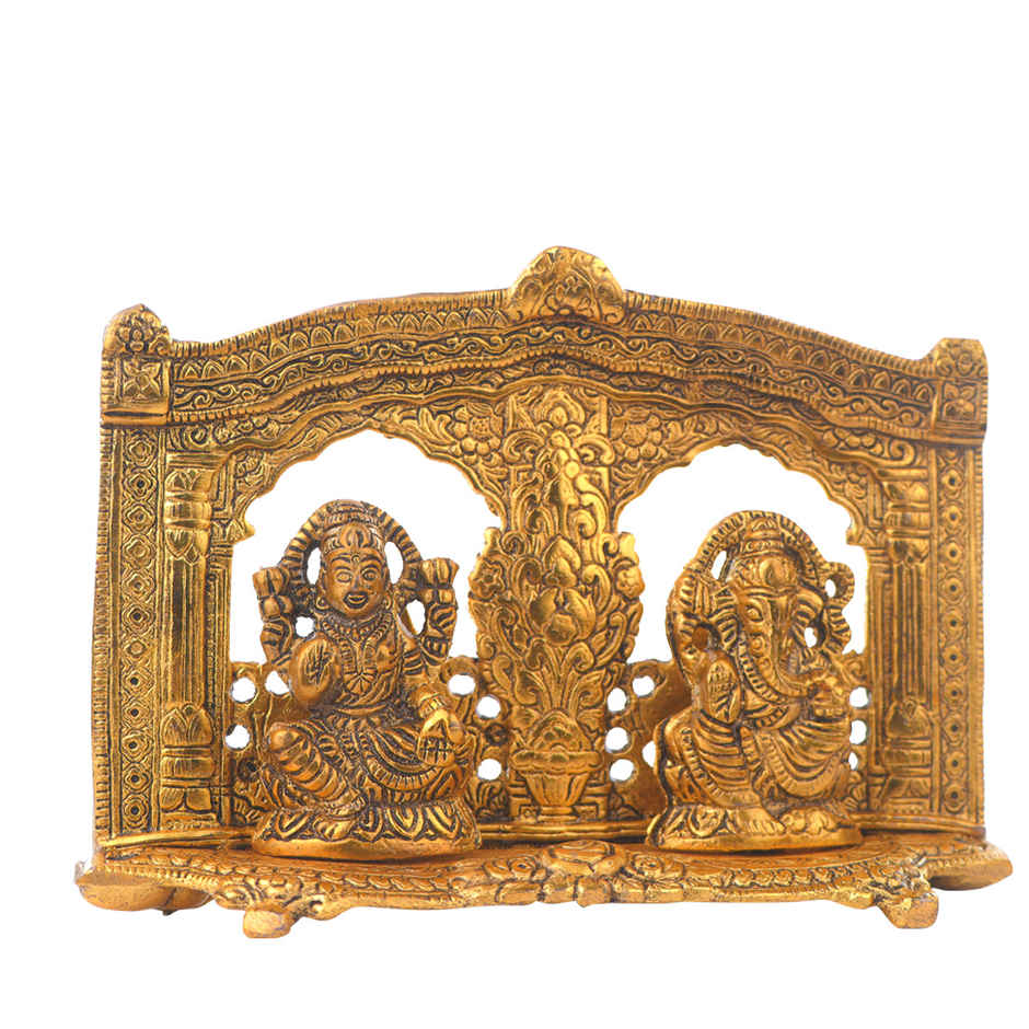 Laxmi,Ganesh Idol Mehrab Design in Gold Polish | Devnidhi