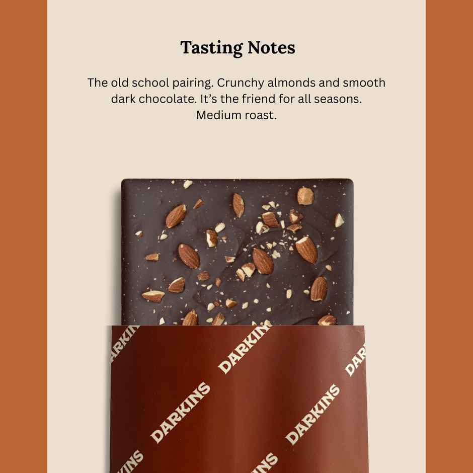 Darkins Indian Artisanal 70% Dark Roasted Almonds Chocolate