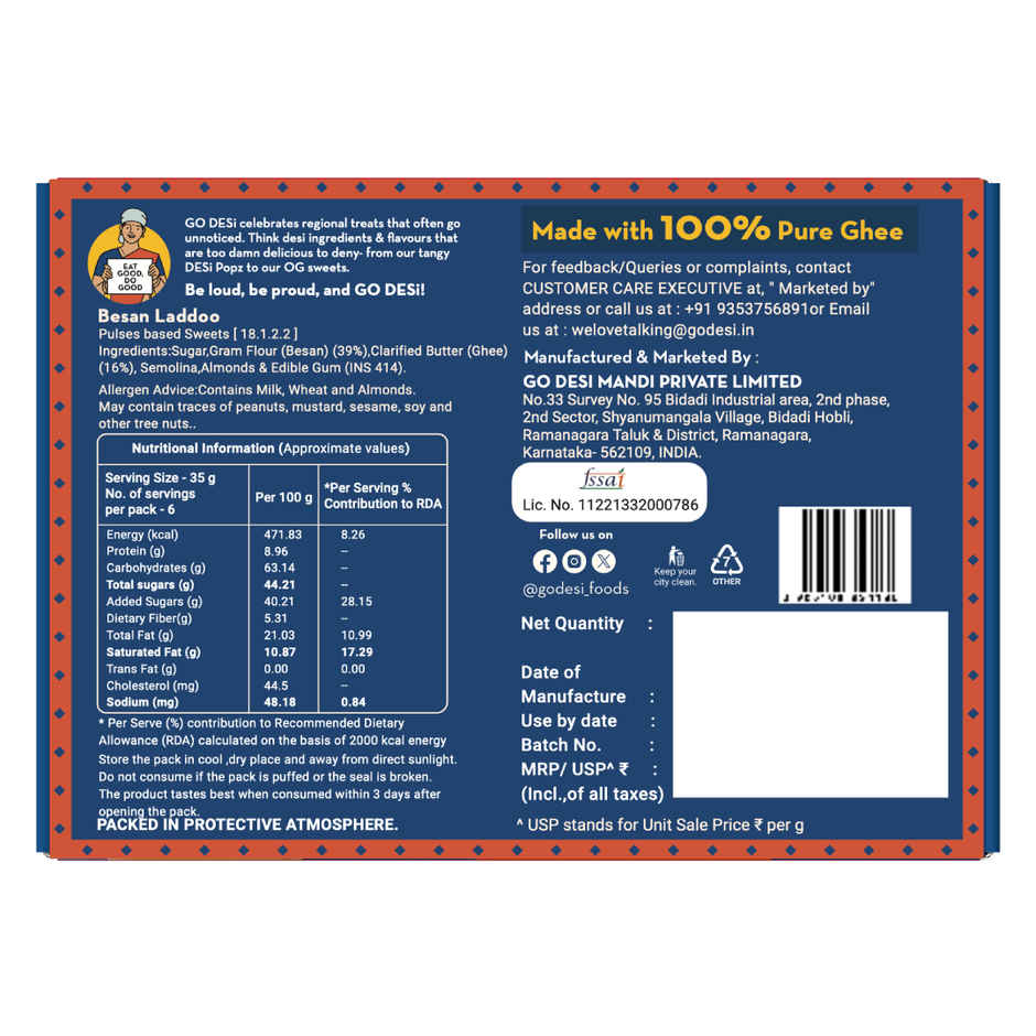 Besan Laddoo | With Ghee | Laddu | Sweets by GO DESi