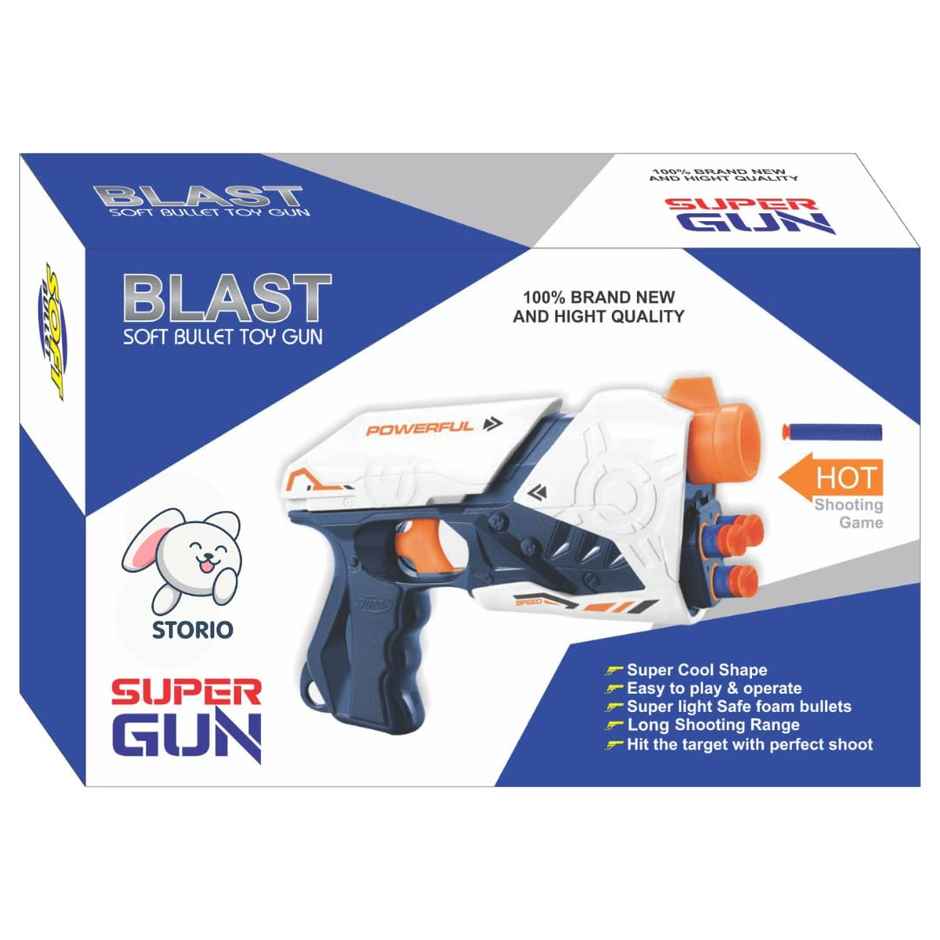 Storio Blaze Storm Soft Bullet Gun Toy with 10 Safe Soft Foam Bullets | Multicolour