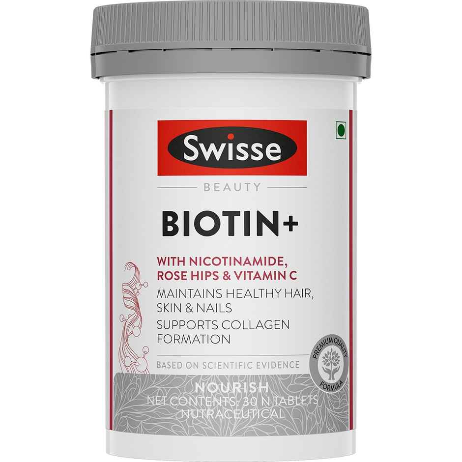 Swisse Biotin+ Boosts Keratin Levels, Reduce Hair Loss, Vitamin C For Healthy Hair, (30 Tablets)