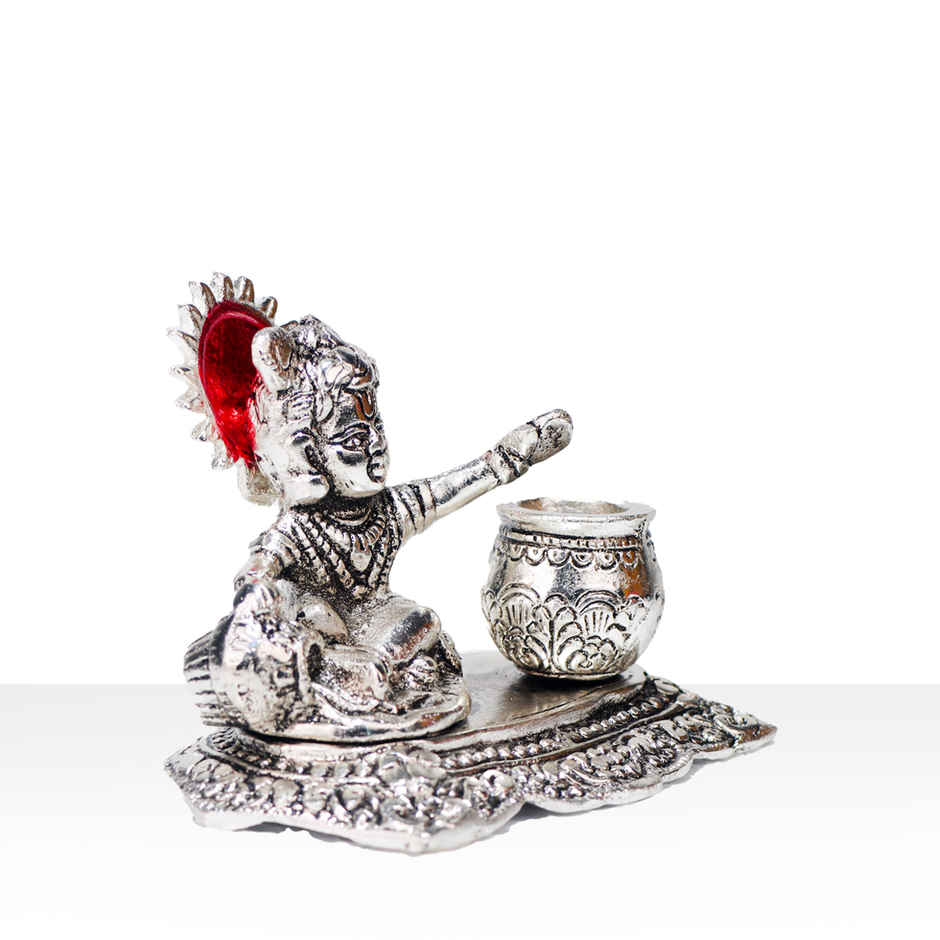 Laddu Gopal Silver Plated with Maakhan Matka | Devnidhi
