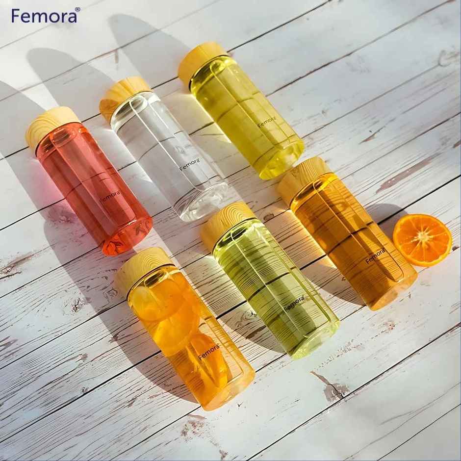 Femora Borosilicate Glass Bottle With Wooden Lid Finish | Transparent | 750 ml