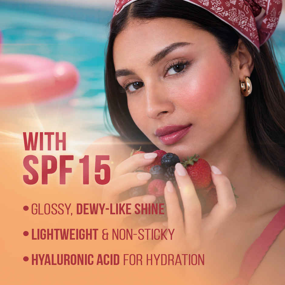 Staze Y.U.M.M.Y Gloss + Tint + Balm with SPF 15  | Glossy Finish | 02 Lush Berry | 2 gm