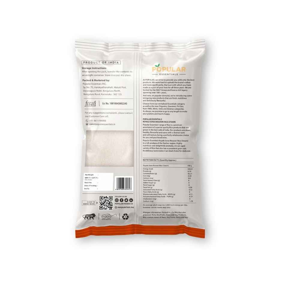 Popular Essentials Sona Masouri Steam Rice