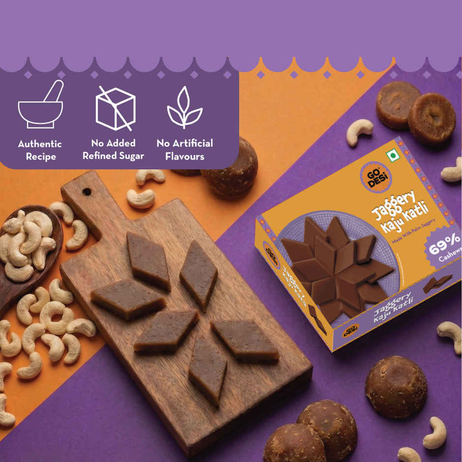 Jaggery Kaju Katli, No Added Refined Sugar, Sweets By GO DESi