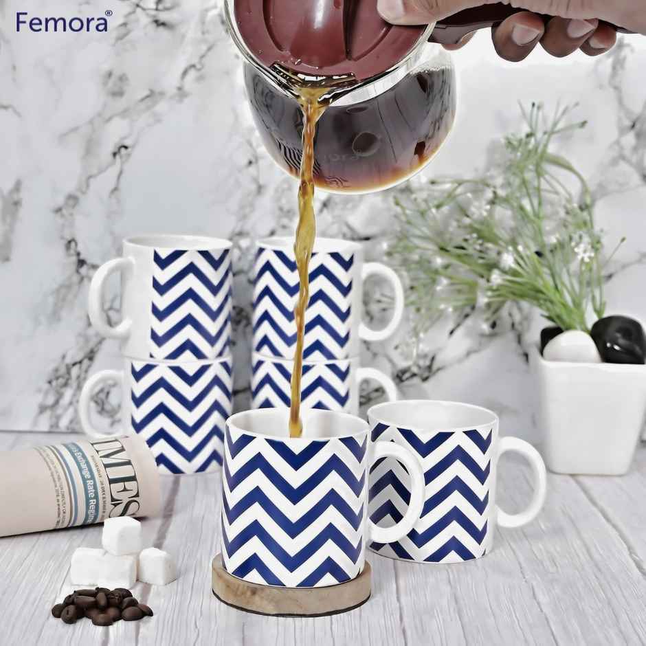 Femora Handcrafted Tea Cup 6 Pcs Black Desh Ki Mitti Microwave Safe