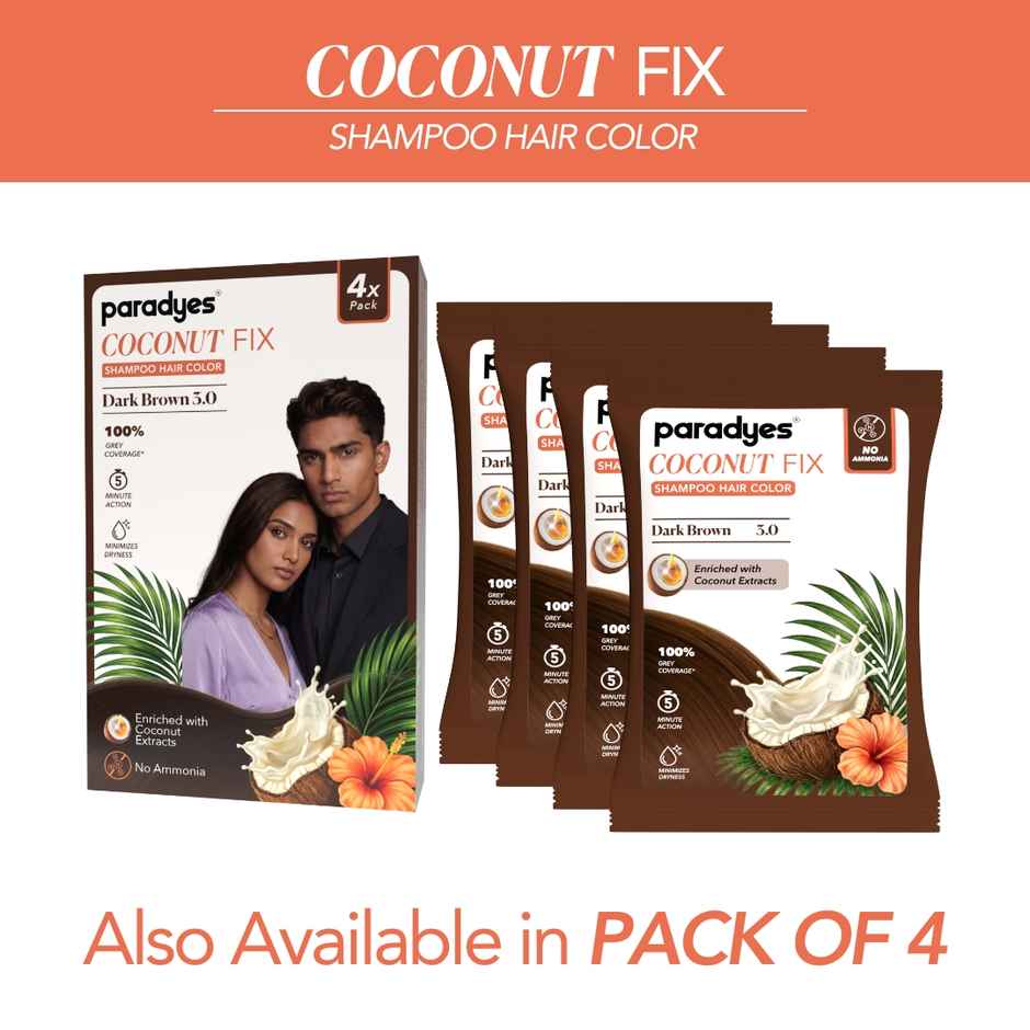 Paradyes Coconut Fix Shampoo No Ammonia Hair Color | Dark Brown 3.0