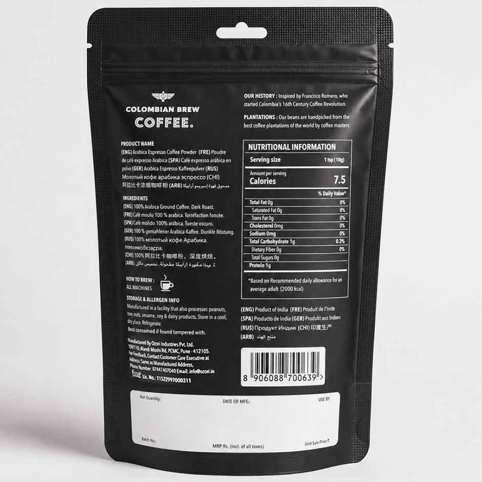 Colombian Brew Espresso Filter Coffee Powder