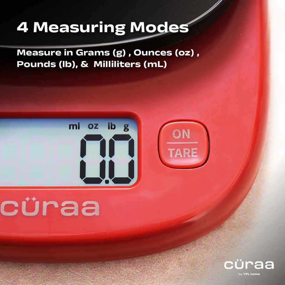 Curaa Kitchen Scale | Kitchen Food Weighing Scale for Health, Fitness, Baking, Cooking Tare Function