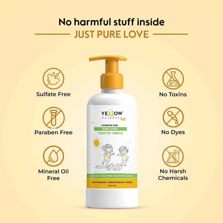 Yellow Naturals Hydrate Fun Body Lotion For Kids | 4-12 Years | Toasted Vanila