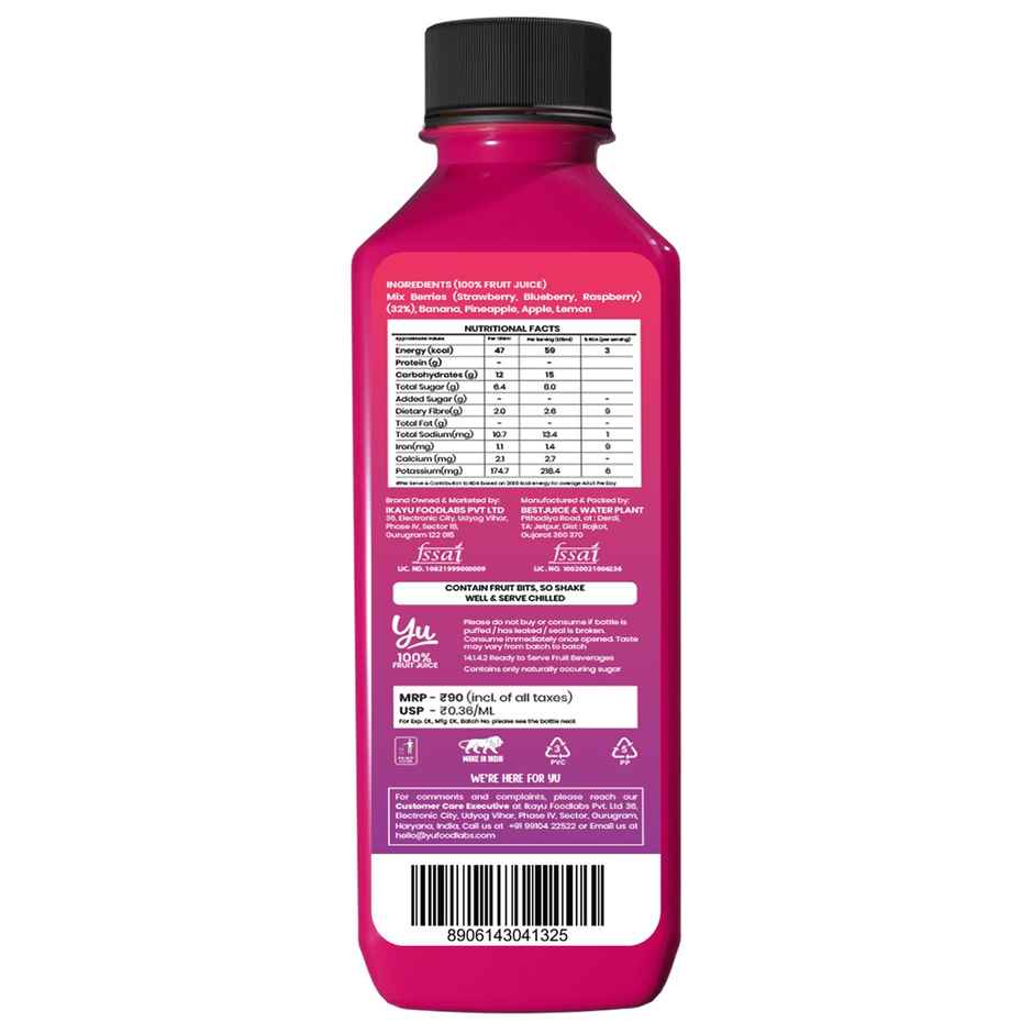 Yu Berry Blast 100% Fruit Juice With Berry Pieces