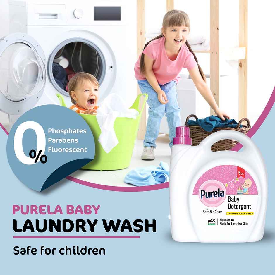 Purela Baby Laundry Liquid Detergent Washing Liquid For Baby Clothesleaf Love (Rose) 5 l