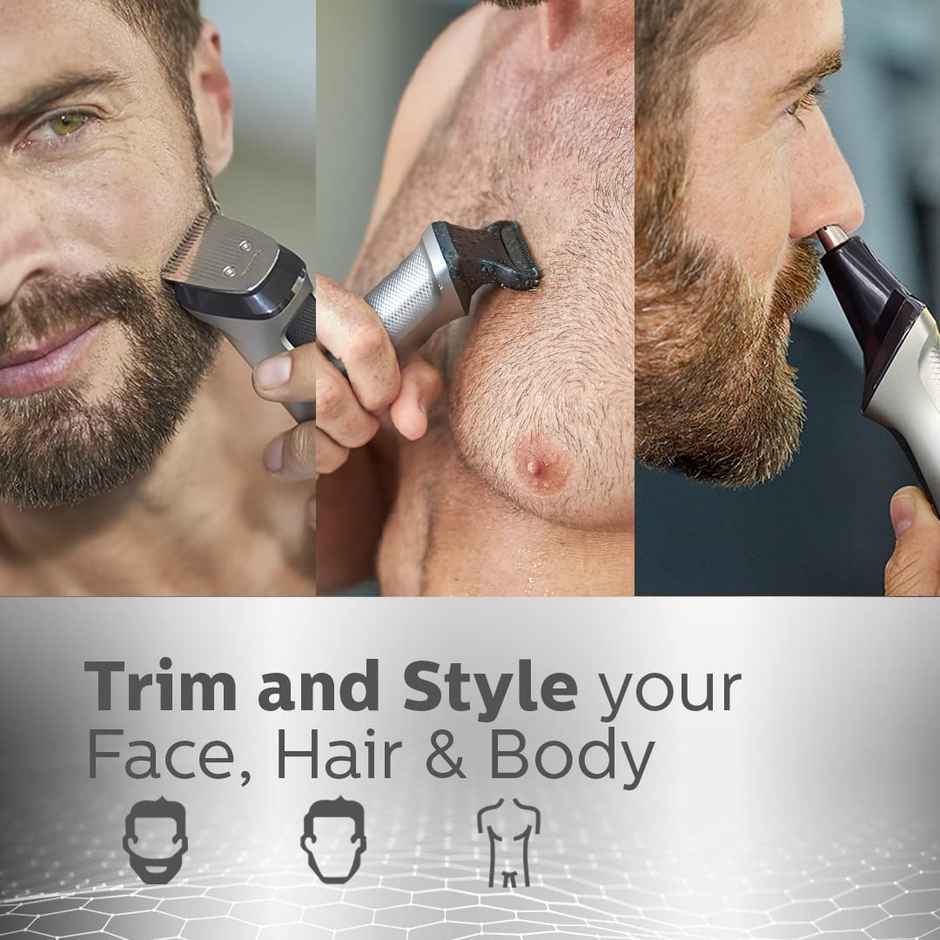 Philips India's No.1 Men's Trimmer | 13-in-1 Kit - Face, Body & Private Parts | 120 Min Runtime | MG7715/65