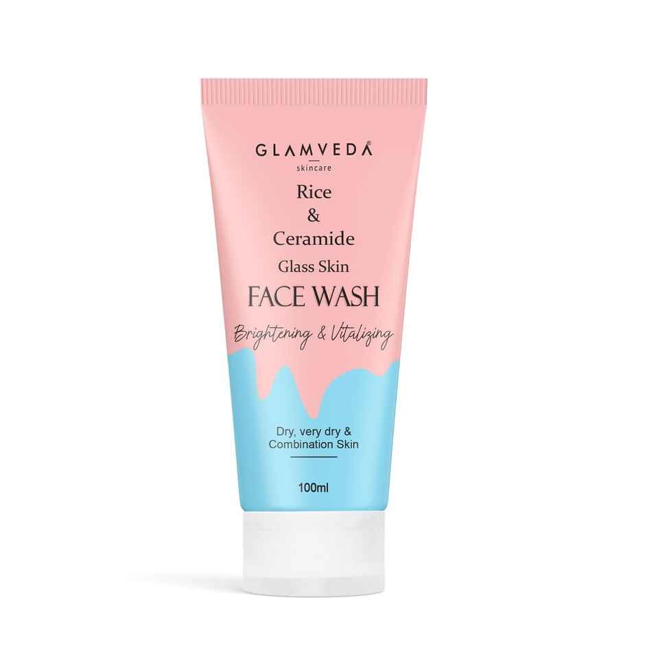 Glamveda Rice & Ceramide Face Wash | Gentle Cleanser for Dry & Sensitive Skin
