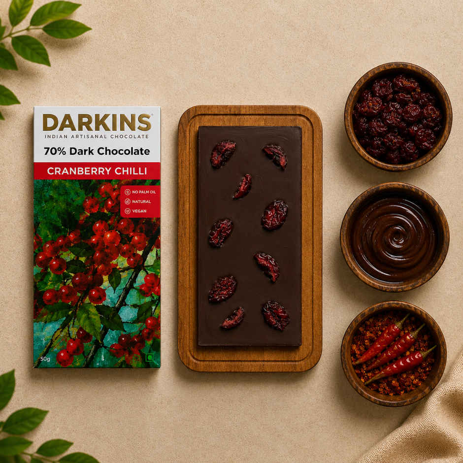Darkins Indian Artisanal 70% Dark Cranberry & Chilli Chocolate