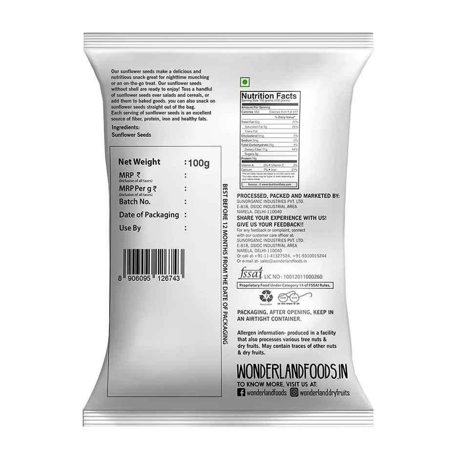 Wonderland Foods Sunflower Seeds
