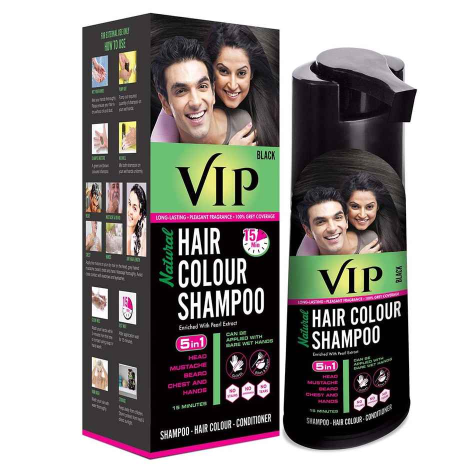 Vip Hair Colour Shampoo black Alternate To Hair Dye Salon Like Hair Color