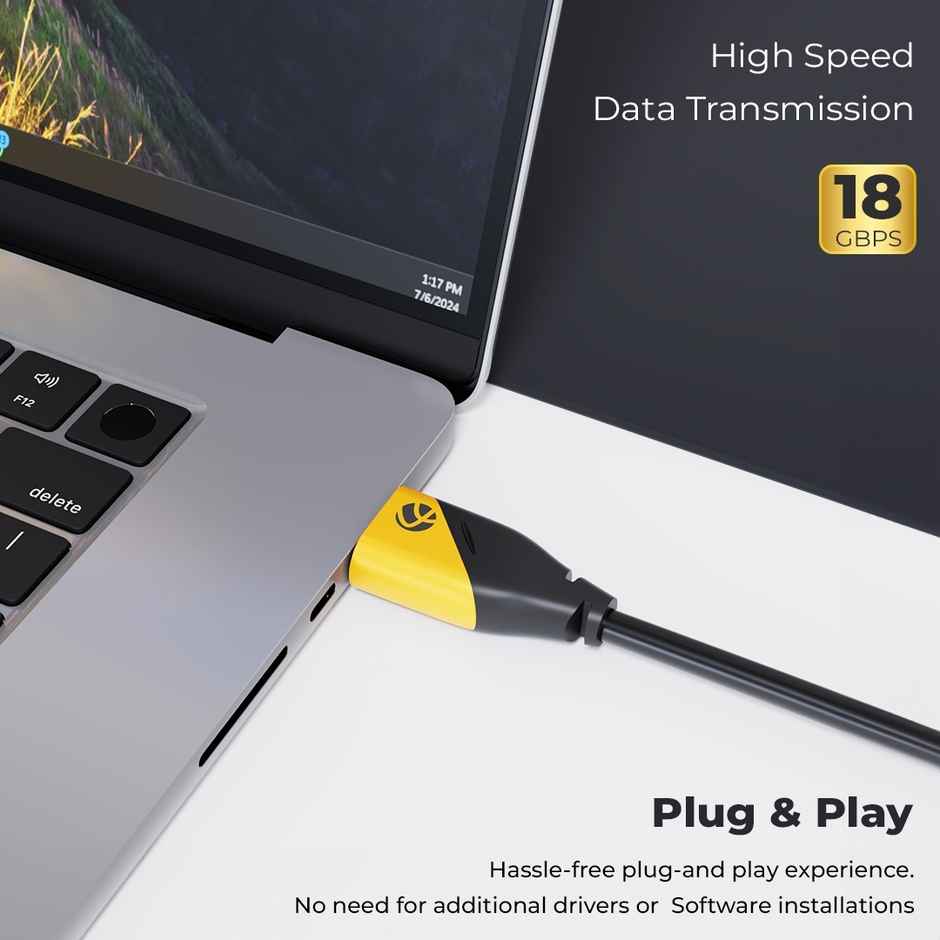 Lapcare LHC-104 HDMI Cable 2.0 Cable 1.5Meter | 4K, 60Hz | 18Gbps Speed | ARC & 3D Support | Durable PVC (Compatible with Laptops, Desktops, Smart TVs, Projectors) - Black