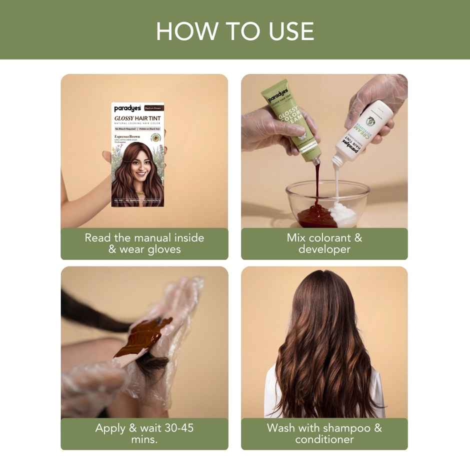 Paradyes Glossy Hair Tint Natural Hair Color - Espresso Brown