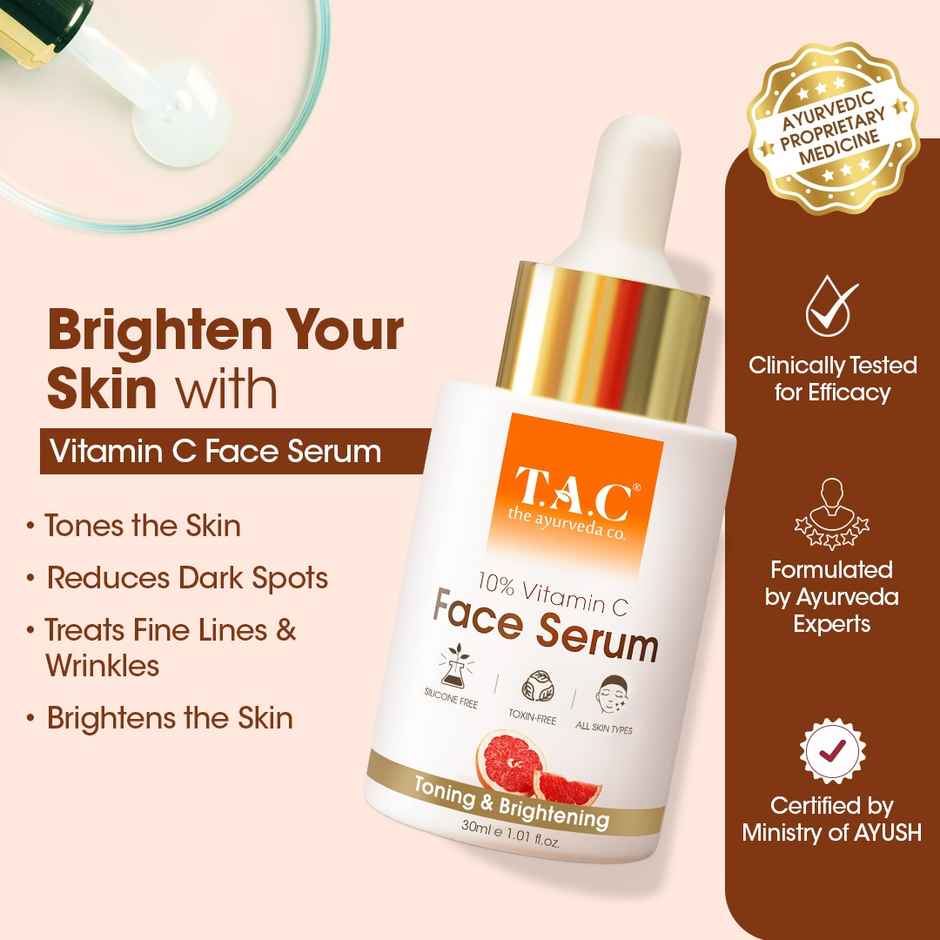 TAC Vitamin C Face Serum For Glowing Skin - Toning & Anti-Aging Serum