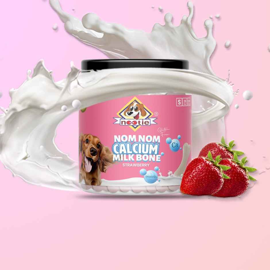 Nootie Nom Nom Calcium Milk Bone Stawberry Flavour - Large