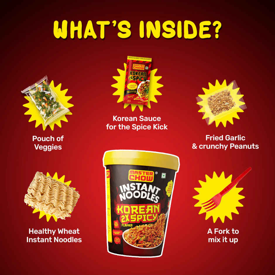 MasterChow Korean Instant Cup Noodles - Korean 2X Spicy Flavour Veg