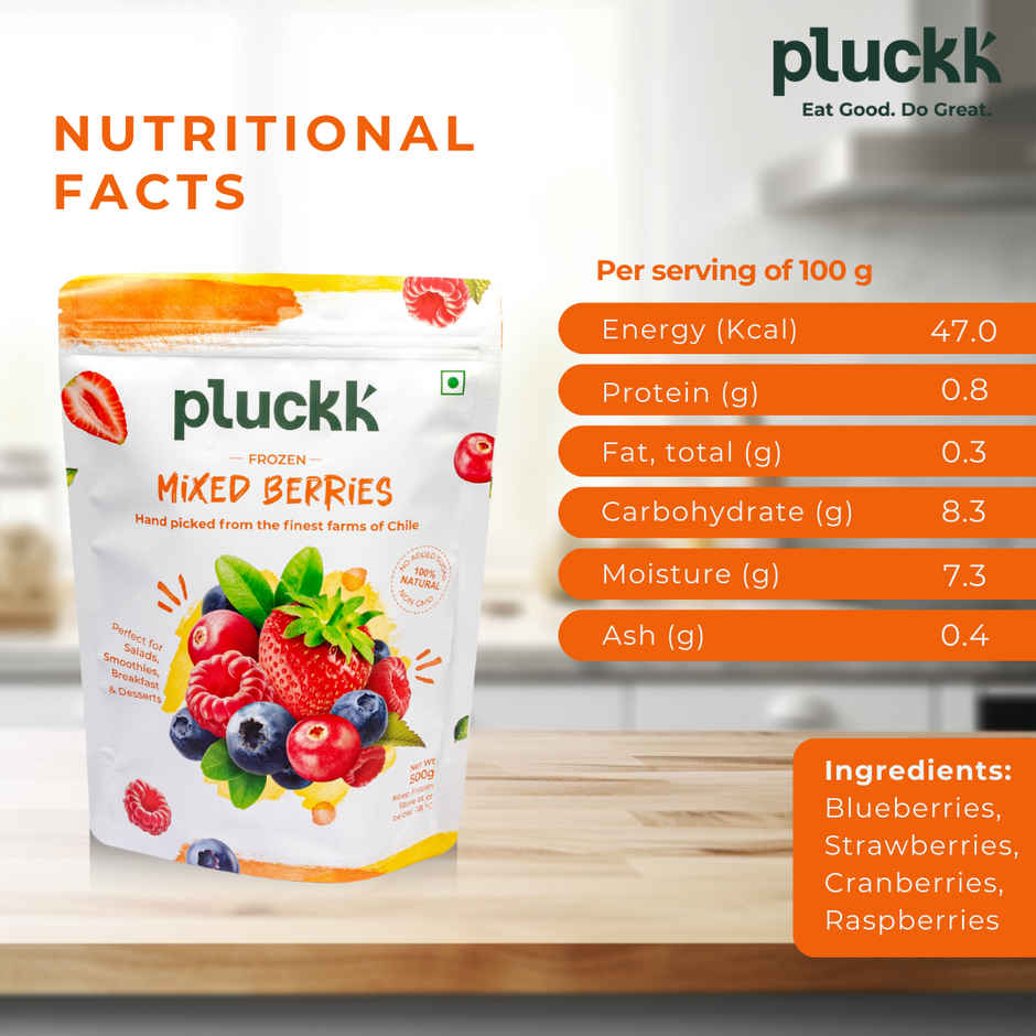 Pluckk Fresh Frozen Imported Mixed Berries Natural | Non-GMO | Rich in Antioxidants and Vitamin C