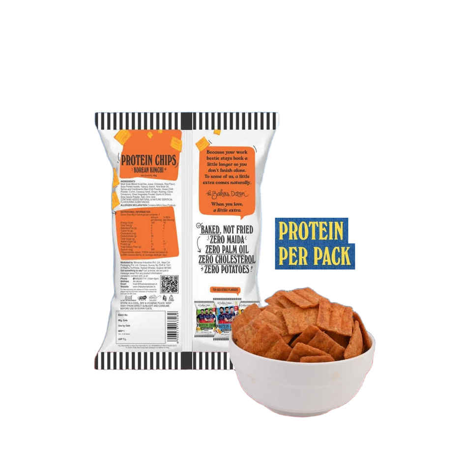 The Baker's Dozen Protein Chips Korean Kimchi Multigrain | 10g Protein | Baked | Healthy Snacks