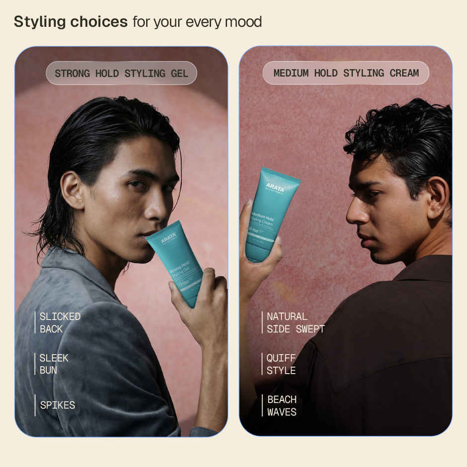Arata Strong Hold Styling Cream & Gel Combo