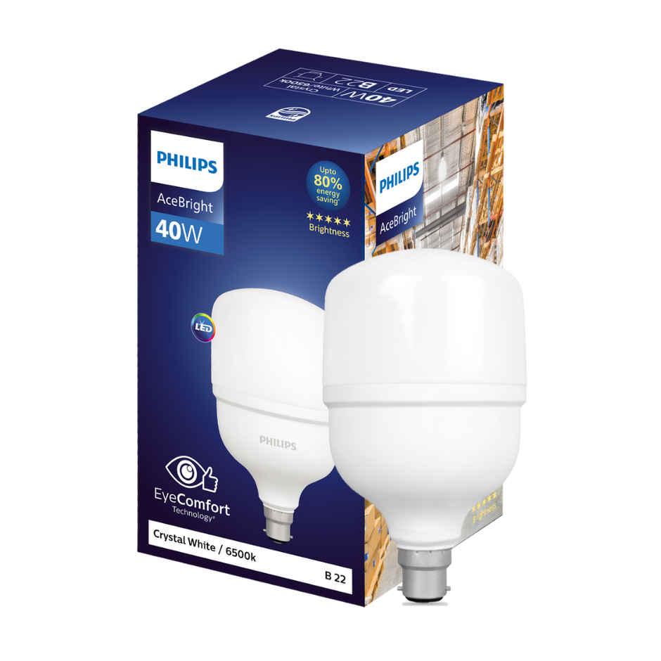 Philips Acebright 40 W Led Bulb (Crystal White) | B22 Base Holder