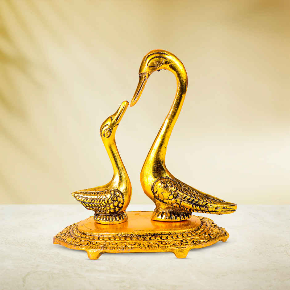 Devnidhii Swan Pair (Saaras) in Gold Polish Vastu Feng Shui