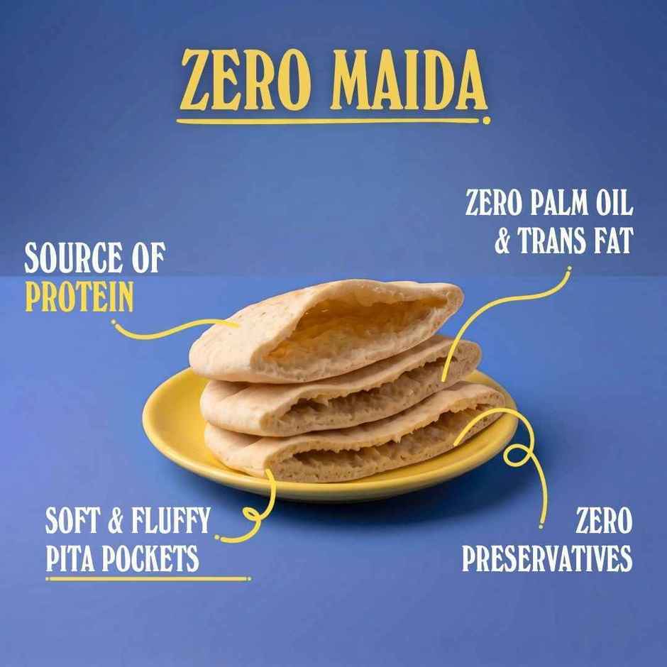 The Baker's Dozen Zero Maida Pita Bread | Whole Wheat | Gut Friendly | Flat Bread | Clean Label