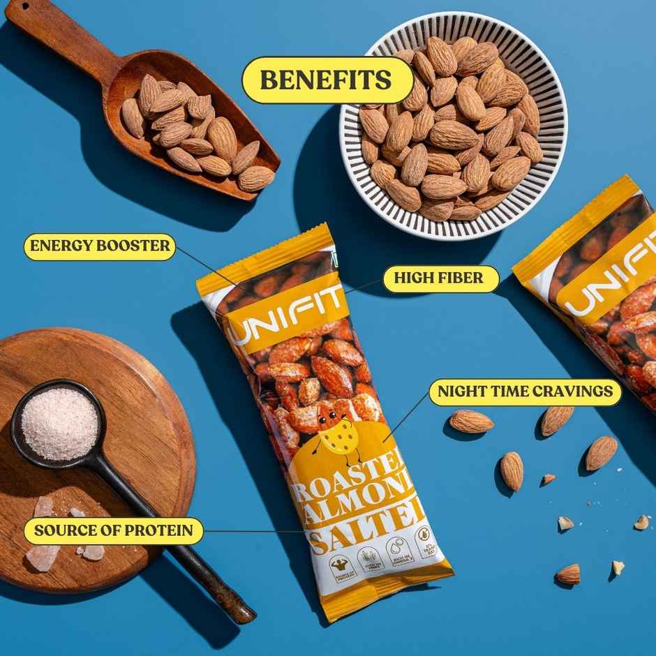 Unifit Salted Almonds | Crunchy Roasted Snack | Protein & Fibre Rich