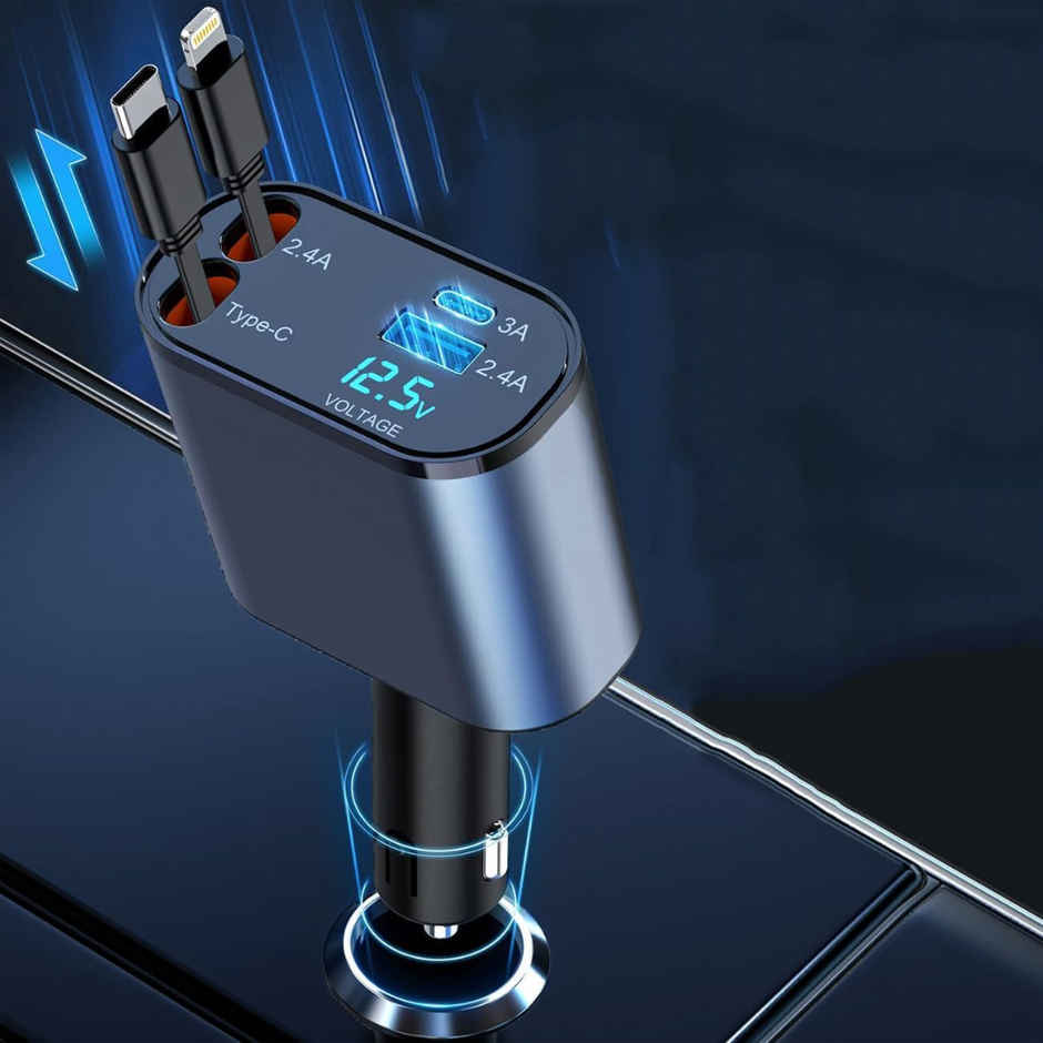 Roarx 120W Car Charger with PD Type C & Lightning Cable Support