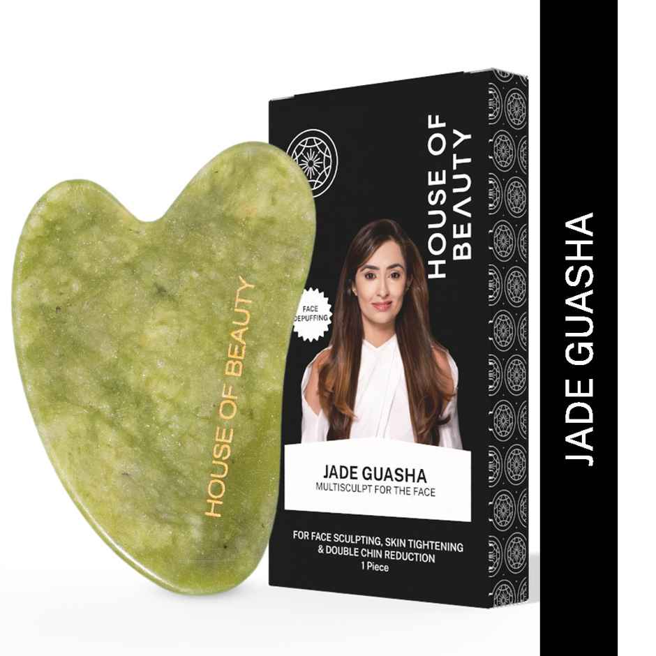 House of Beauty Jade Guasha Facetool for double chin, sculpting jawline & contouring face (1Pc)
