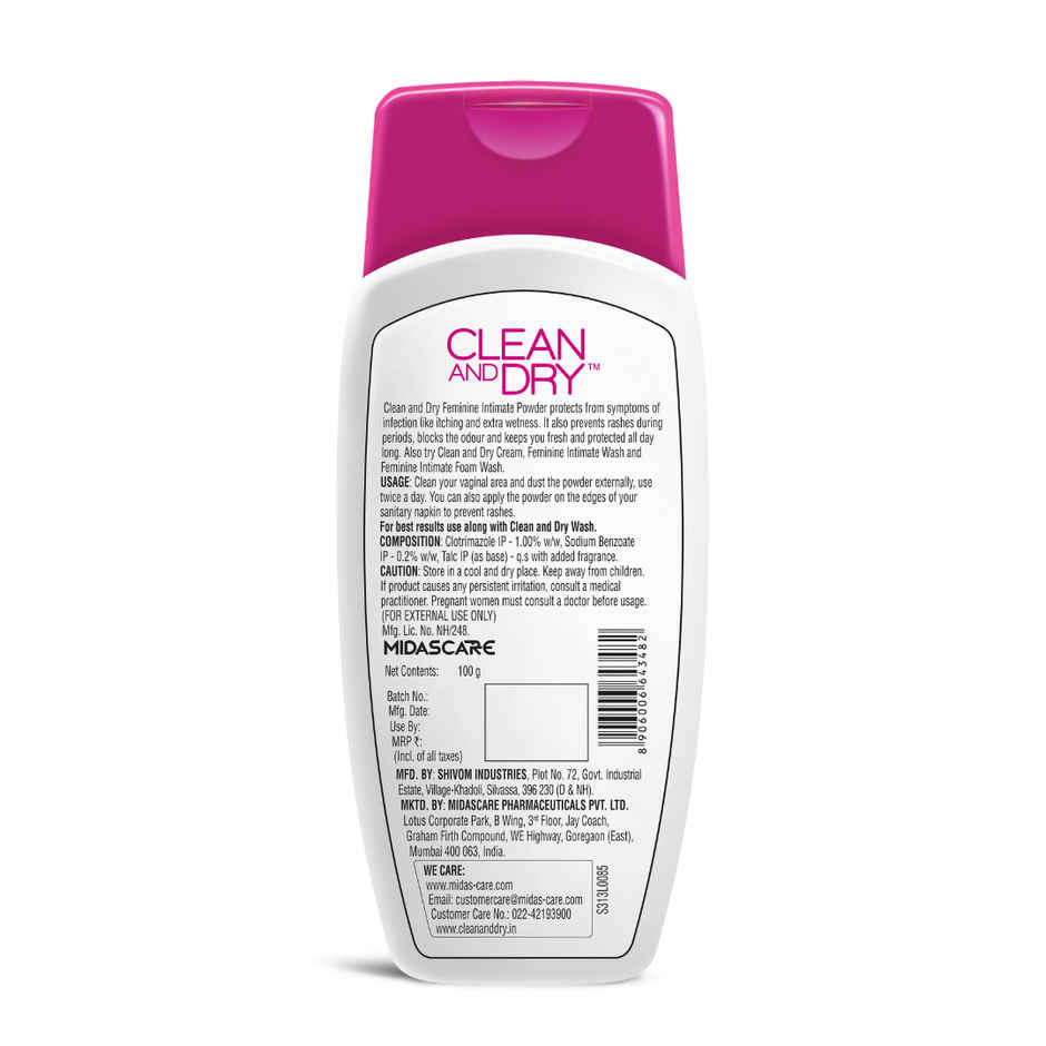 Clean And Dry Intimate Care Powder