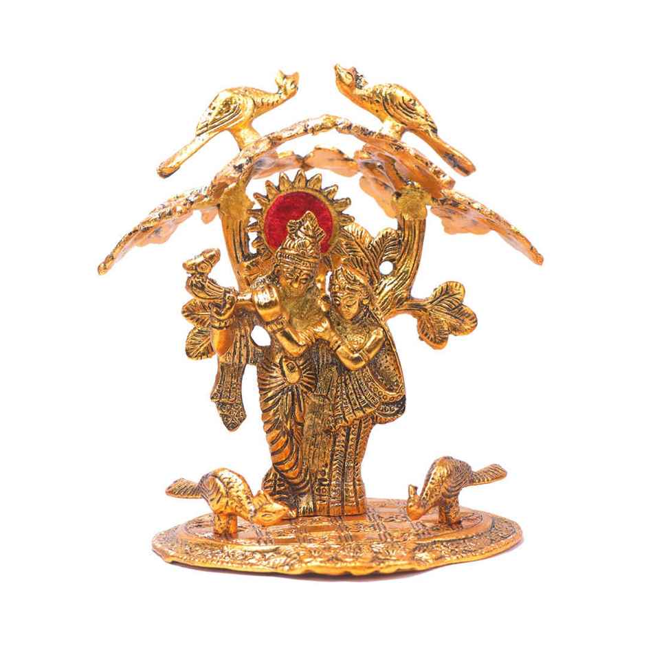 Radha Krishna Idol under Tree in Gold Polish | Devnidhi