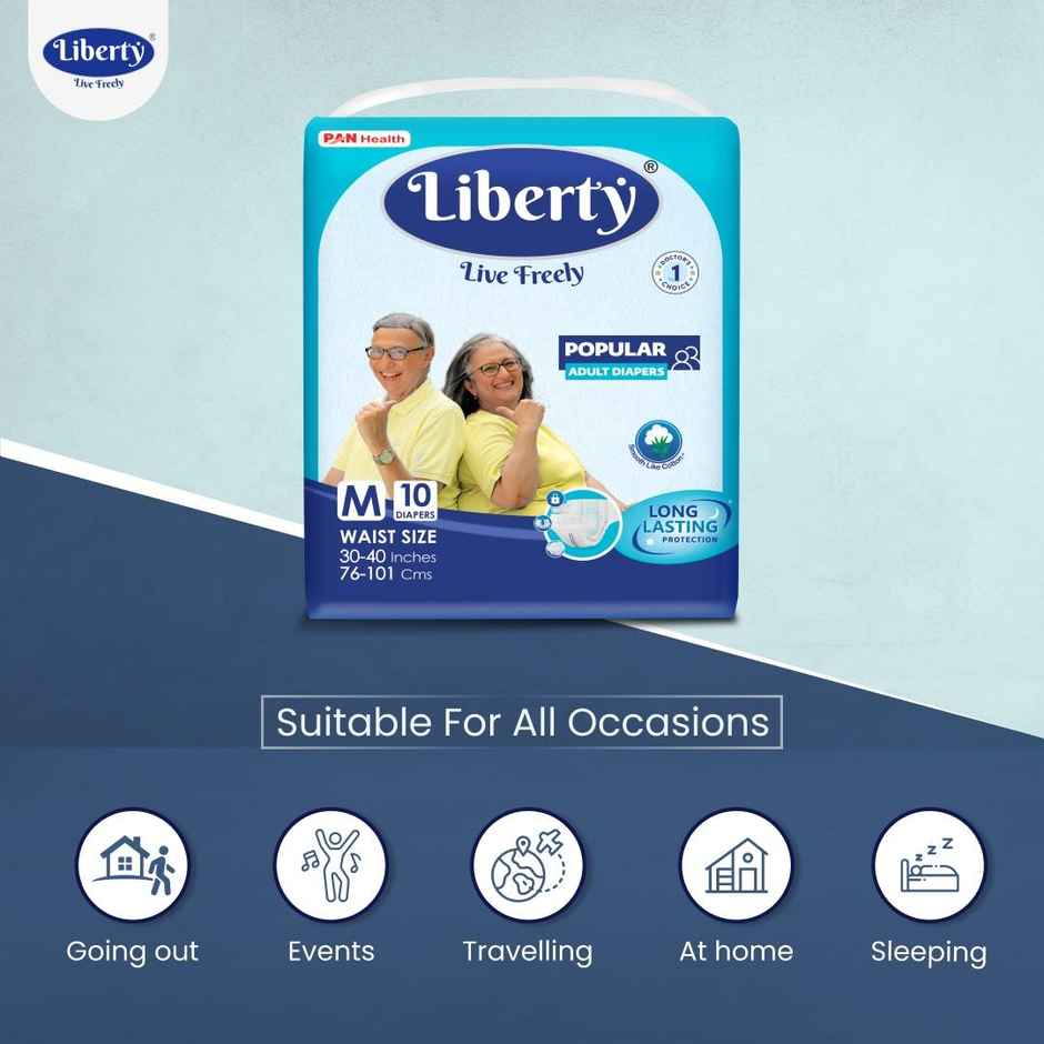Liberty Popular Adult Diaper (Tape, M, 30-40 inches)