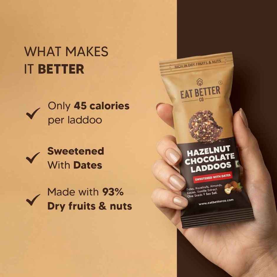 Eat Better Co Hazelnut & Chocolate Laddoos High Protein, Truly Natural