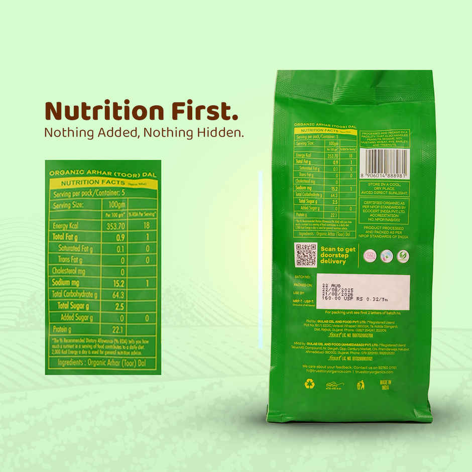 True Story Organic Toor Dal/ Arhar Dal
