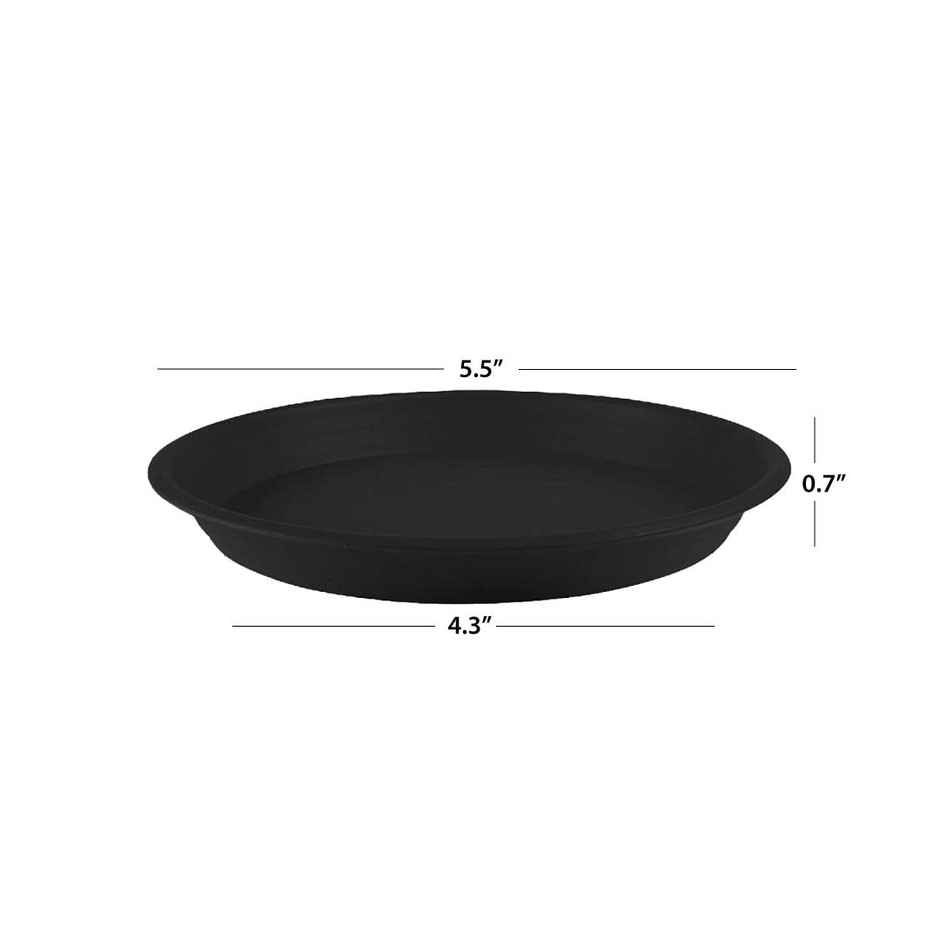 TrustBasket UV Treated Round Tray for 6 Inch Pot | Durable Plastic Plant Saucer - Black