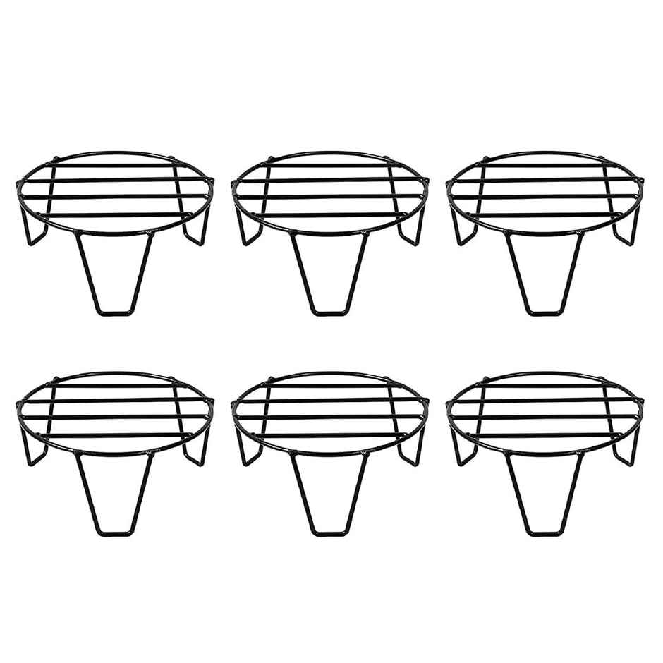 TrustBasket Eclips Stand | Black | Set of 6 | Strong Planter Stand for Balcony Garden & Home Decor