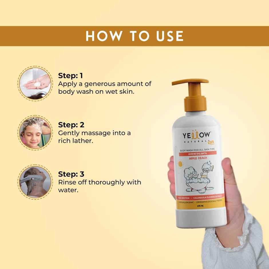 Yellow Naturals Hydrating Bath Refreshing Body Wash For Kids | 4-12 Years | All Skin Types