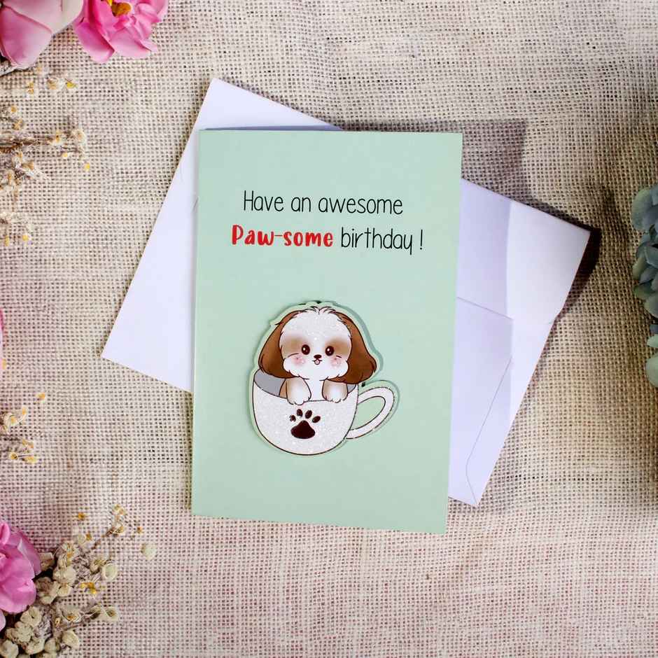 Itsy Bitsy Greeting Card & Envelope Pawsome Birthday 4 x 6 Inch 2 Pc Pb Lb