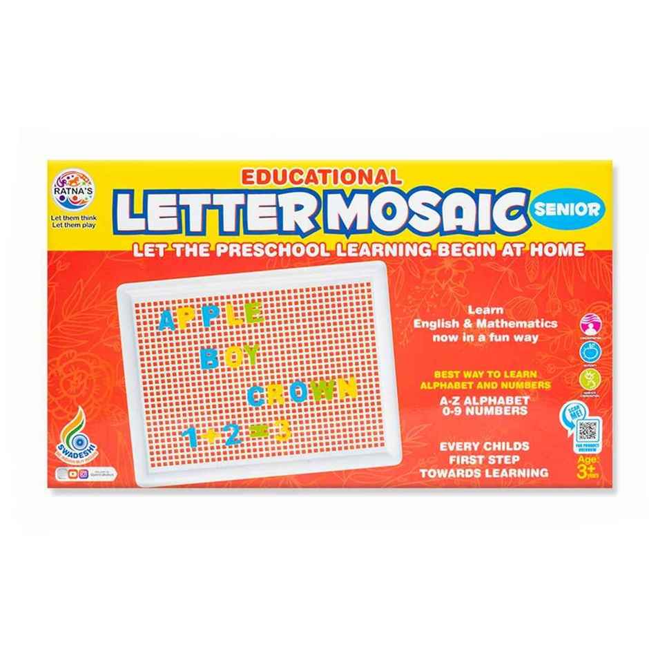 Ratna's Letter Mosaic Sr. | 1 Letter board, Alphabet & Number Pieces| 3+ Years