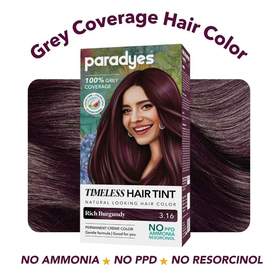 Paradyes Timeless Hair Tint Free of Ammonia, PDD & Resorcinol Hair Color | Rich Burgundy 3.16
